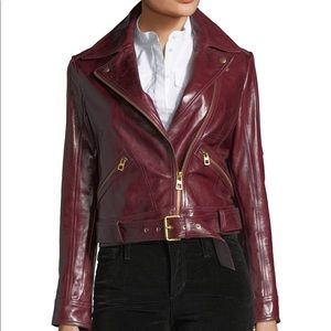 NWT Tory Burch Bianca glazed leather jacket 2 red